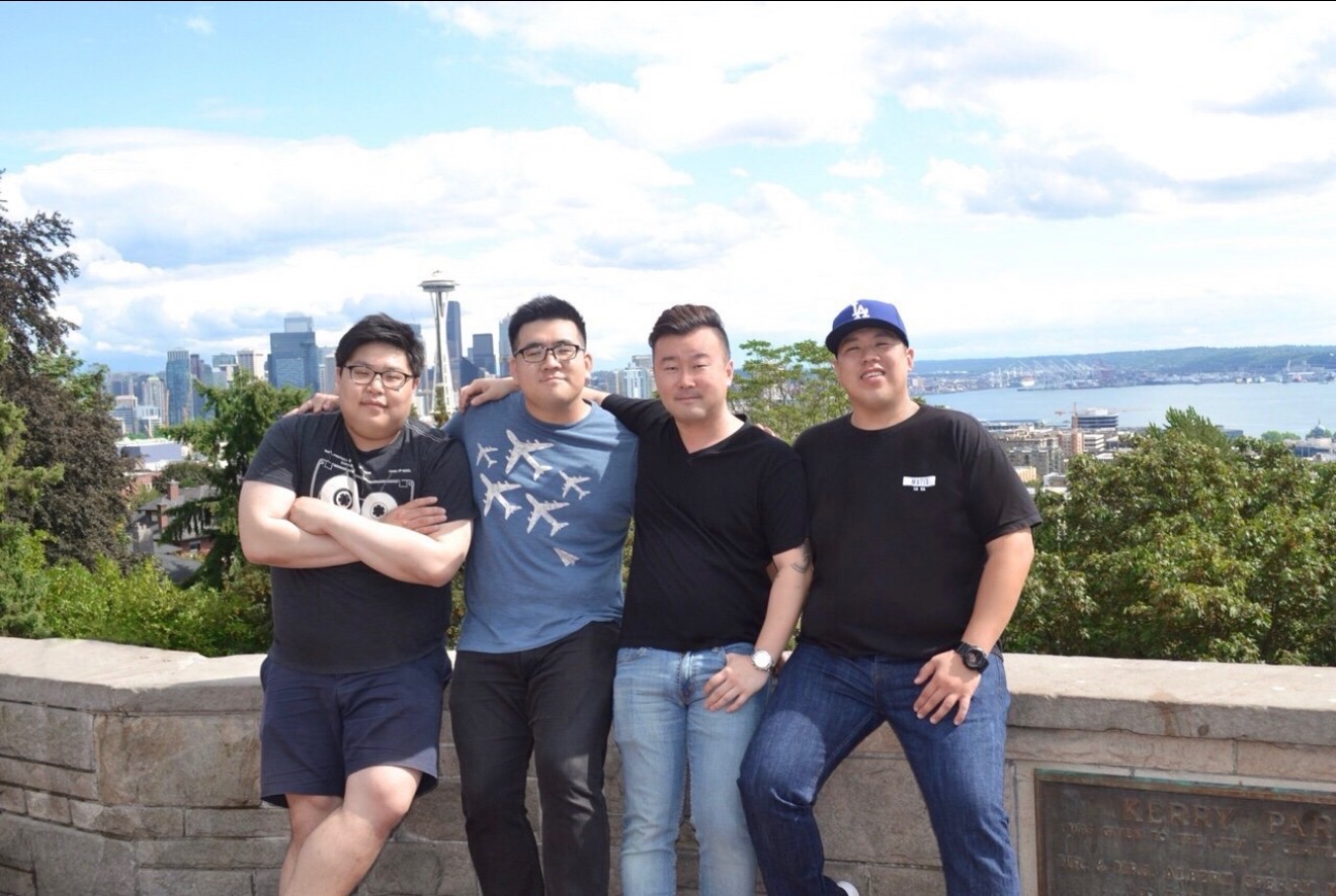 Andy with friends and community